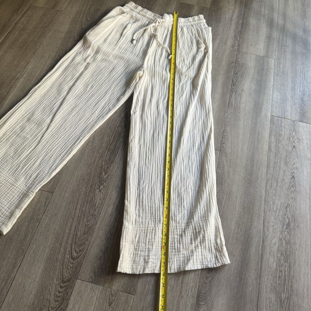Sundays by Wearesundays Women Wide Leg 100% Cotton Beige Pants Euro Summer Sz L - Picture 3 of 13